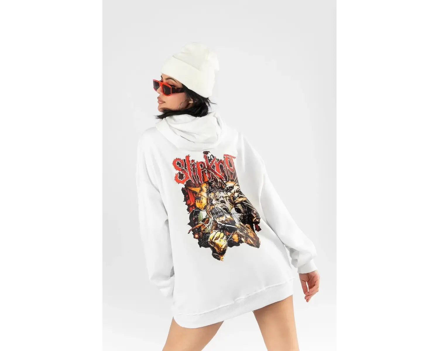 Slipknot Sırt Baskılı Beyaz Oversize Unisex