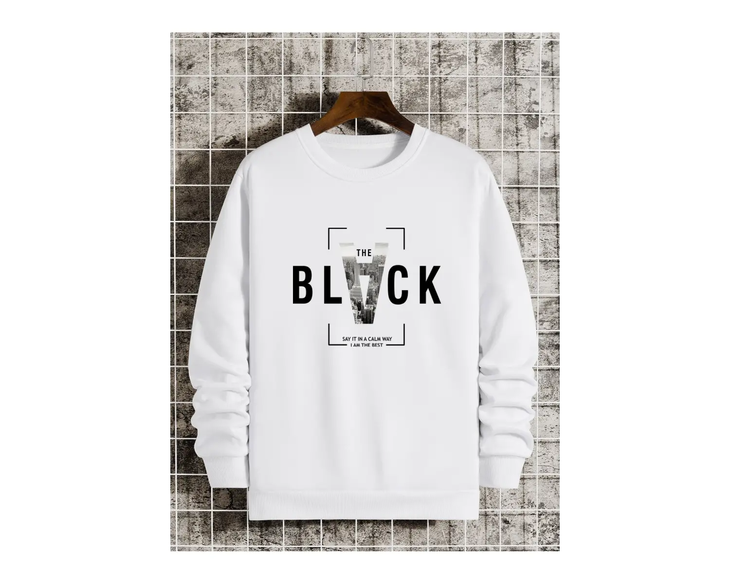 Slogan & Building Print Pullover Beyaz