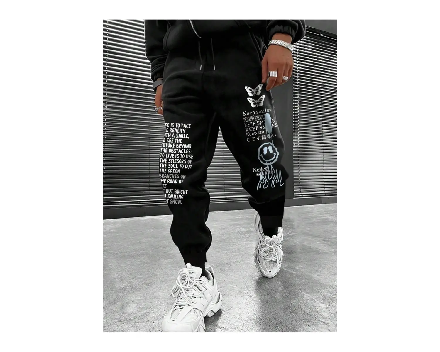 Slogan & Cartoon Graphic Drawstring Waist Eşofman Altı