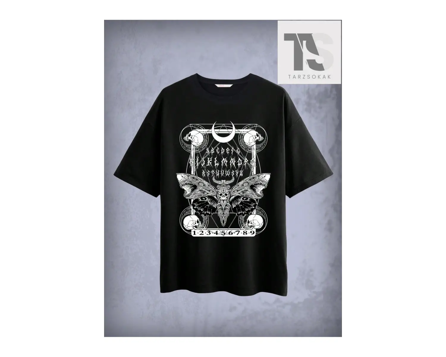 Slogan Grafikli Düşük Omuz Oversize Tişört