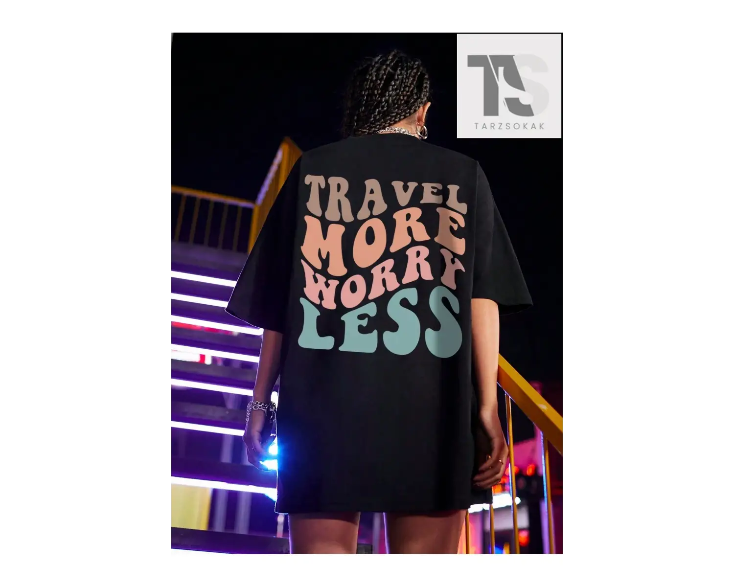 Slogan Grafikli Düşük Omuz Oversize Tişört