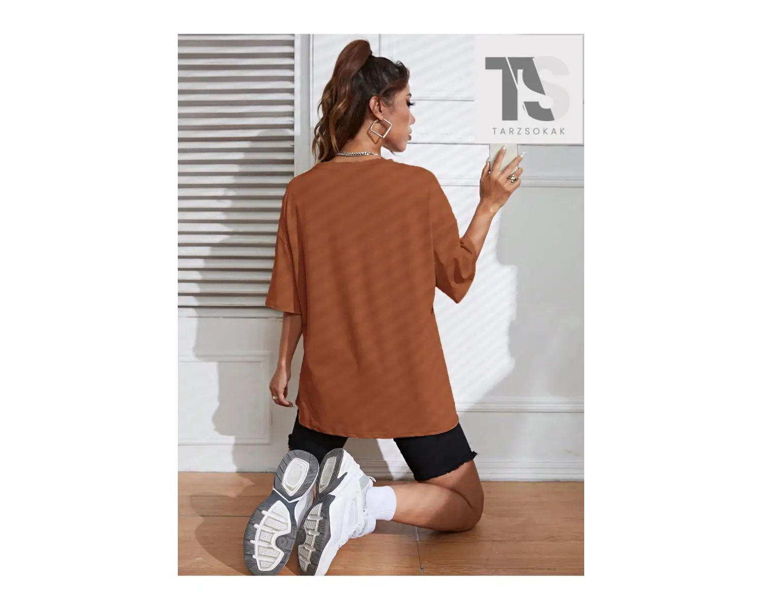 Slogan Grafikli Düşük Omuz Oversize Tişört