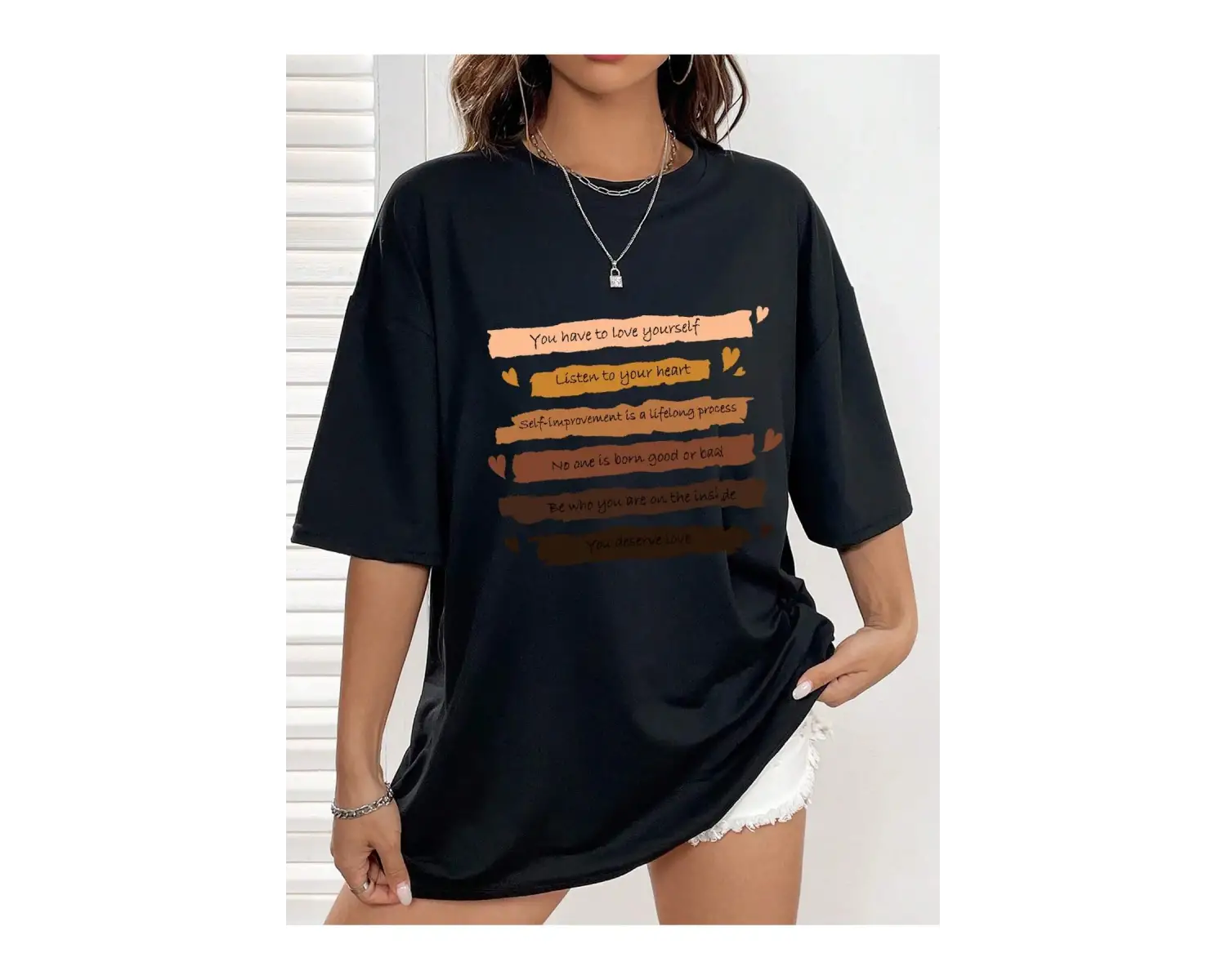 Slogan Grafikli Düşük Omuzlu Tişört