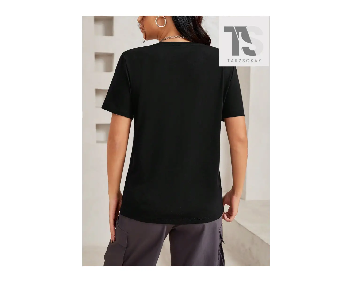 Slogan Grafikli Düşük Omuzlu Tişört