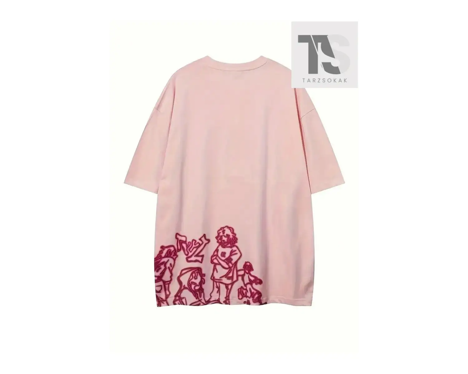 Slogan Grafikli Düşük Omuzlu Tişört