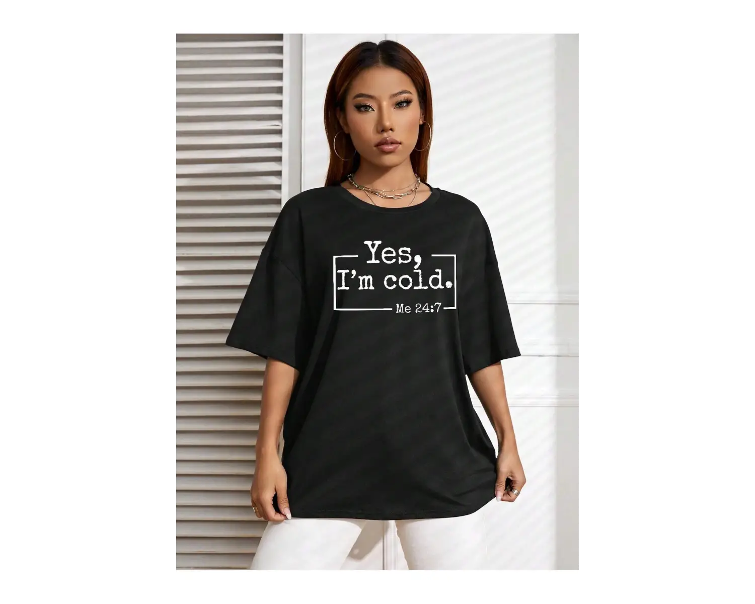 Slogan Grafikli Düşük Omuzlu Tişört