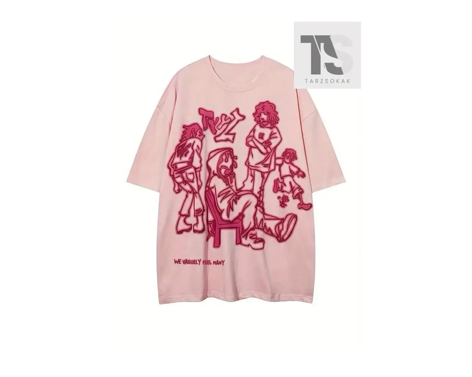 Slogan Grafikli Düşük Omuzlu Tişört