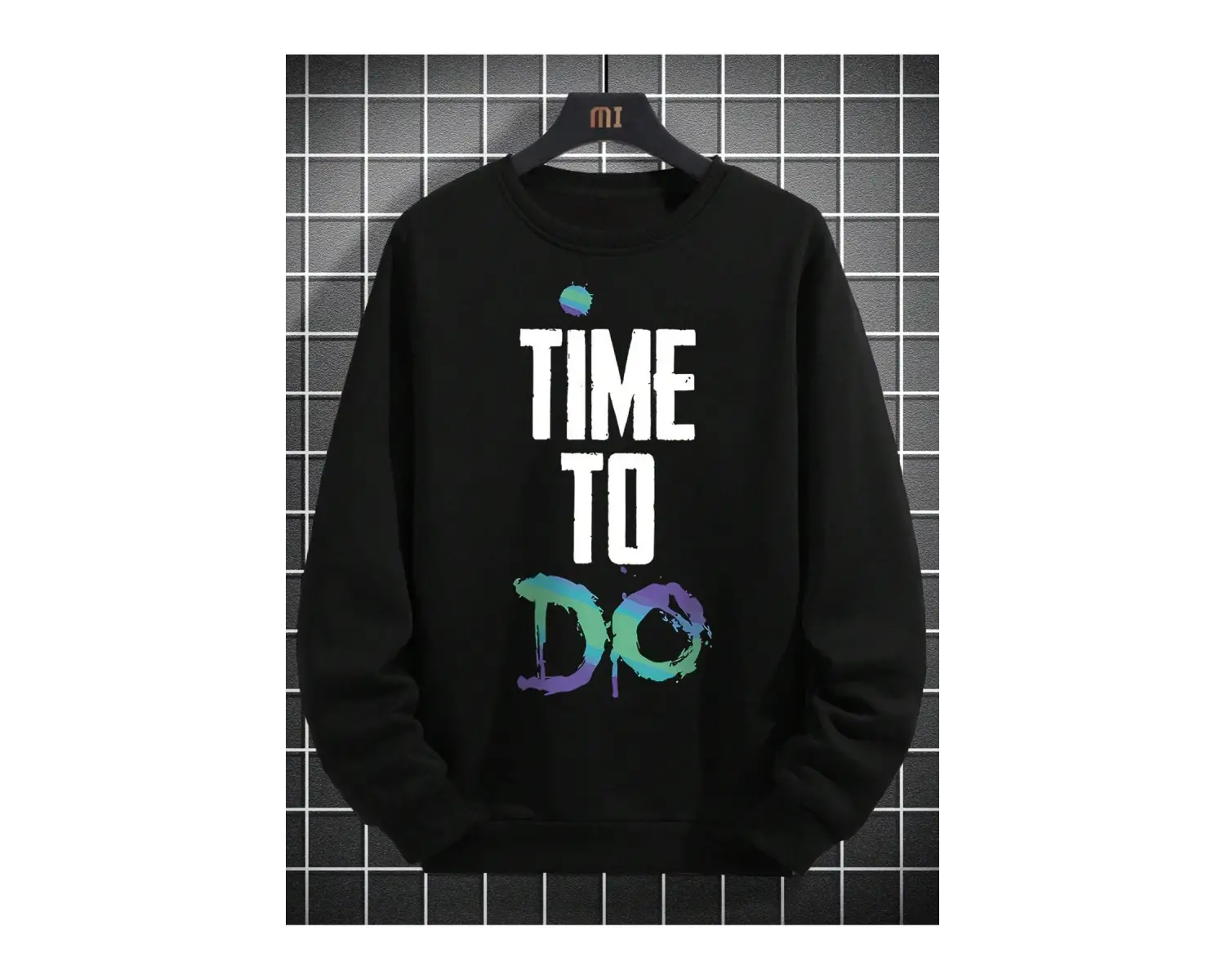 Slogan Graphic Drop Shoulder Sweatshirt Siyah