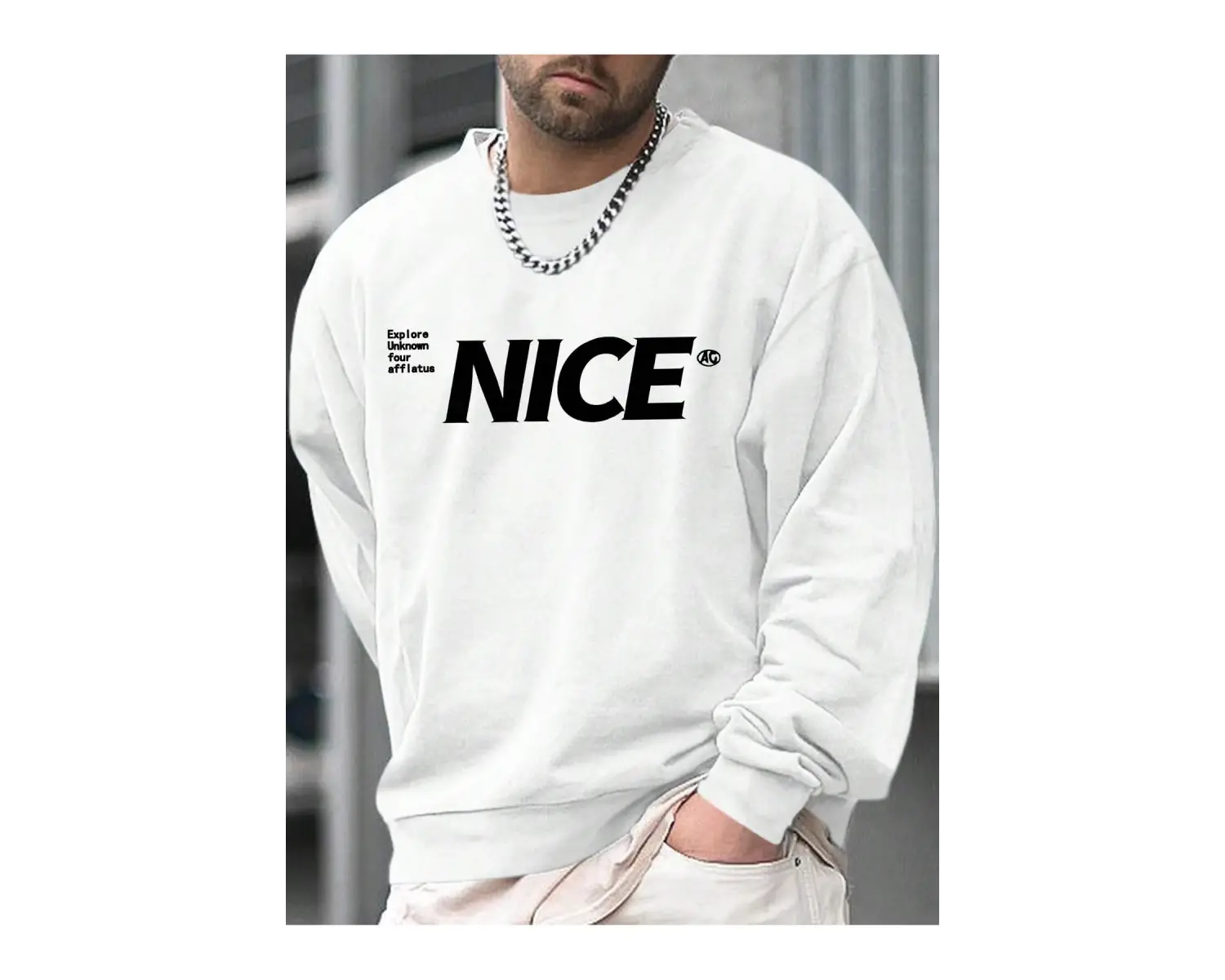 Slogan Graphic Sweatshirt Beyaz