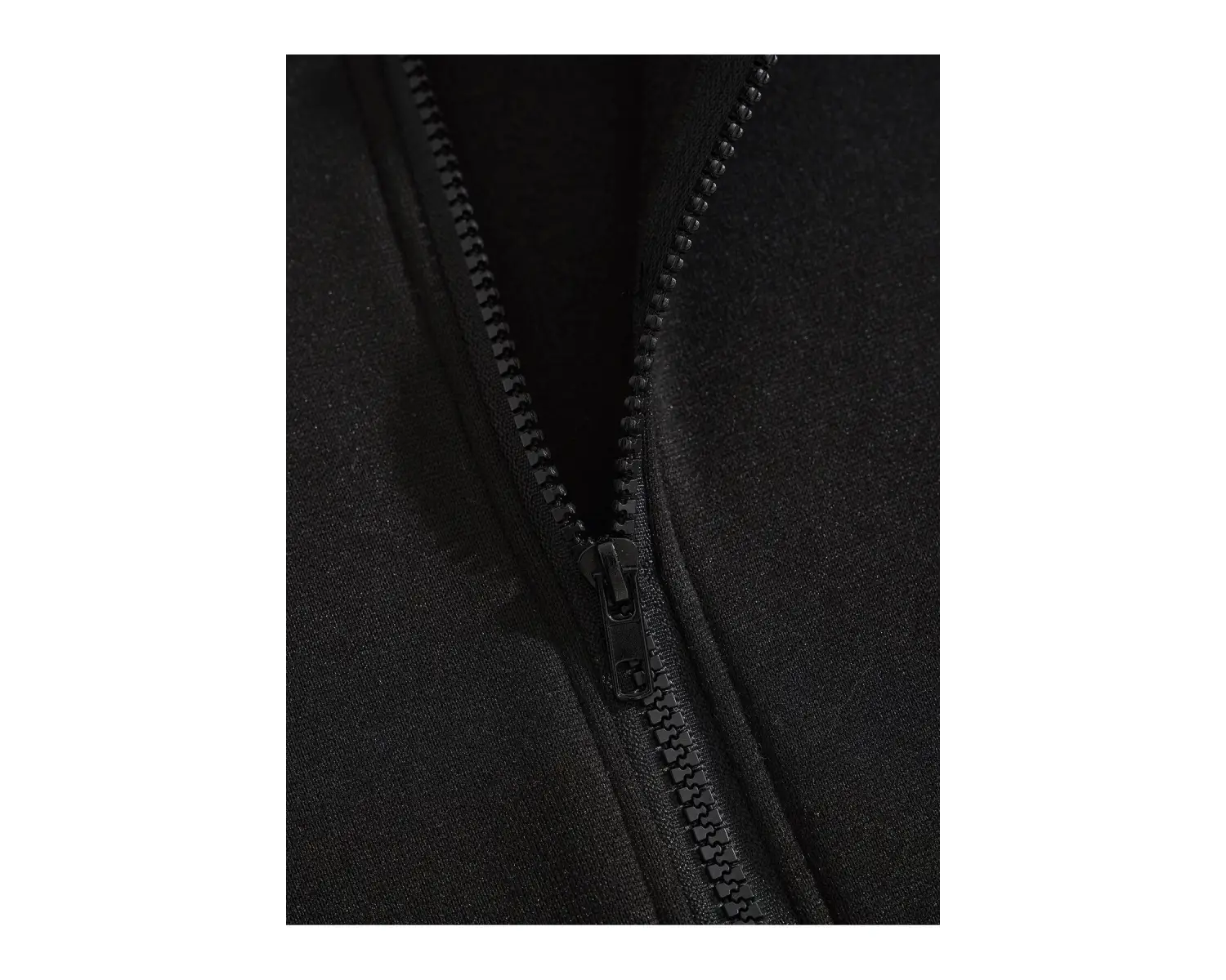 Slogan Graphic Zip Up Drawstring Lined Hoodie Siyah