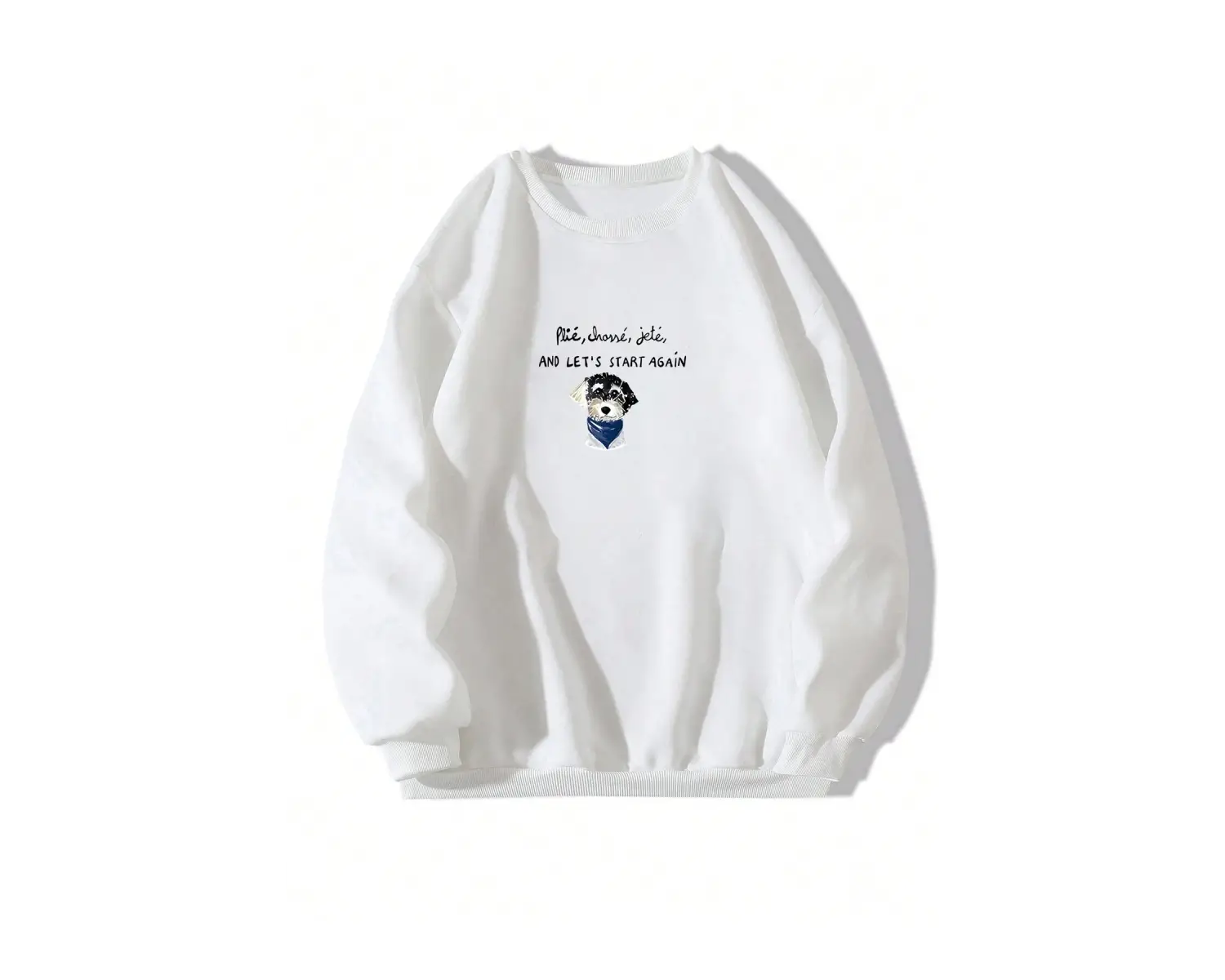 Slogan ve Karikatür Grafikli Düşük Omuz Oversize Sweat Beyaz