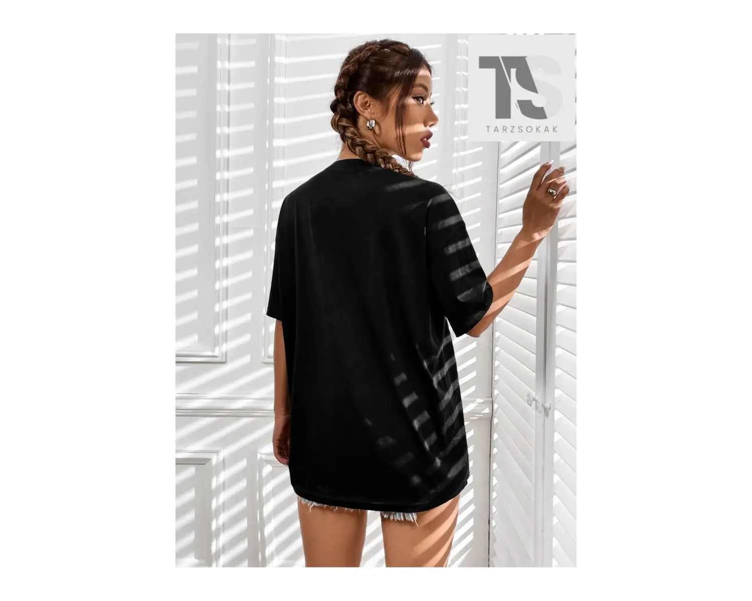 Sloganlı Grafik Düşük Omuz Tişört