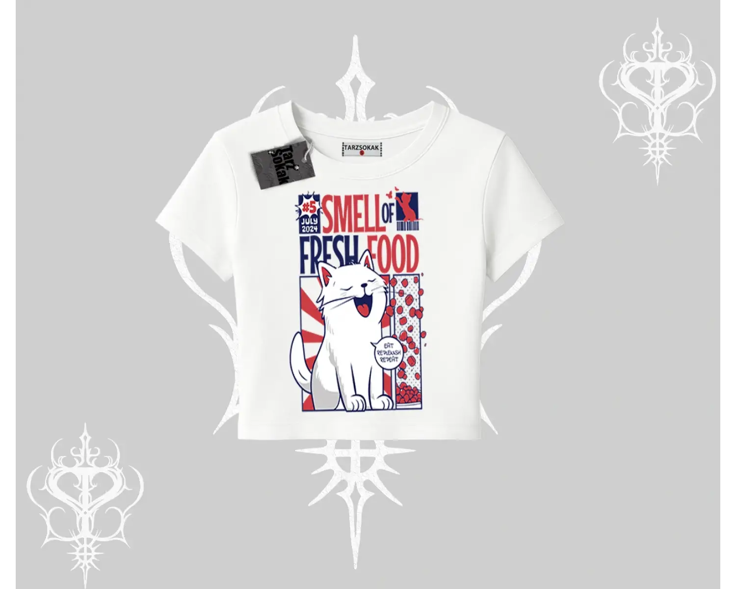 Smell of Fresh Food Kedi Baskılı Babby Tee Tshirt