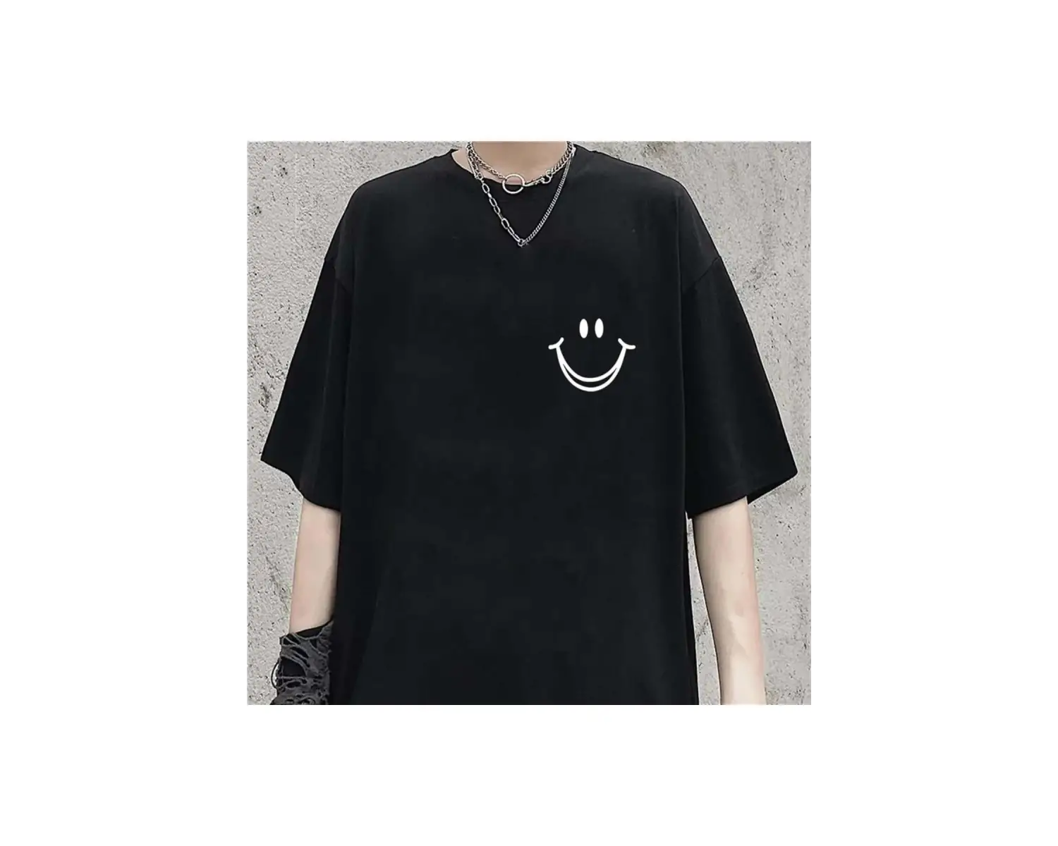 Smile Baskılı Beyaz Unisex Oversize