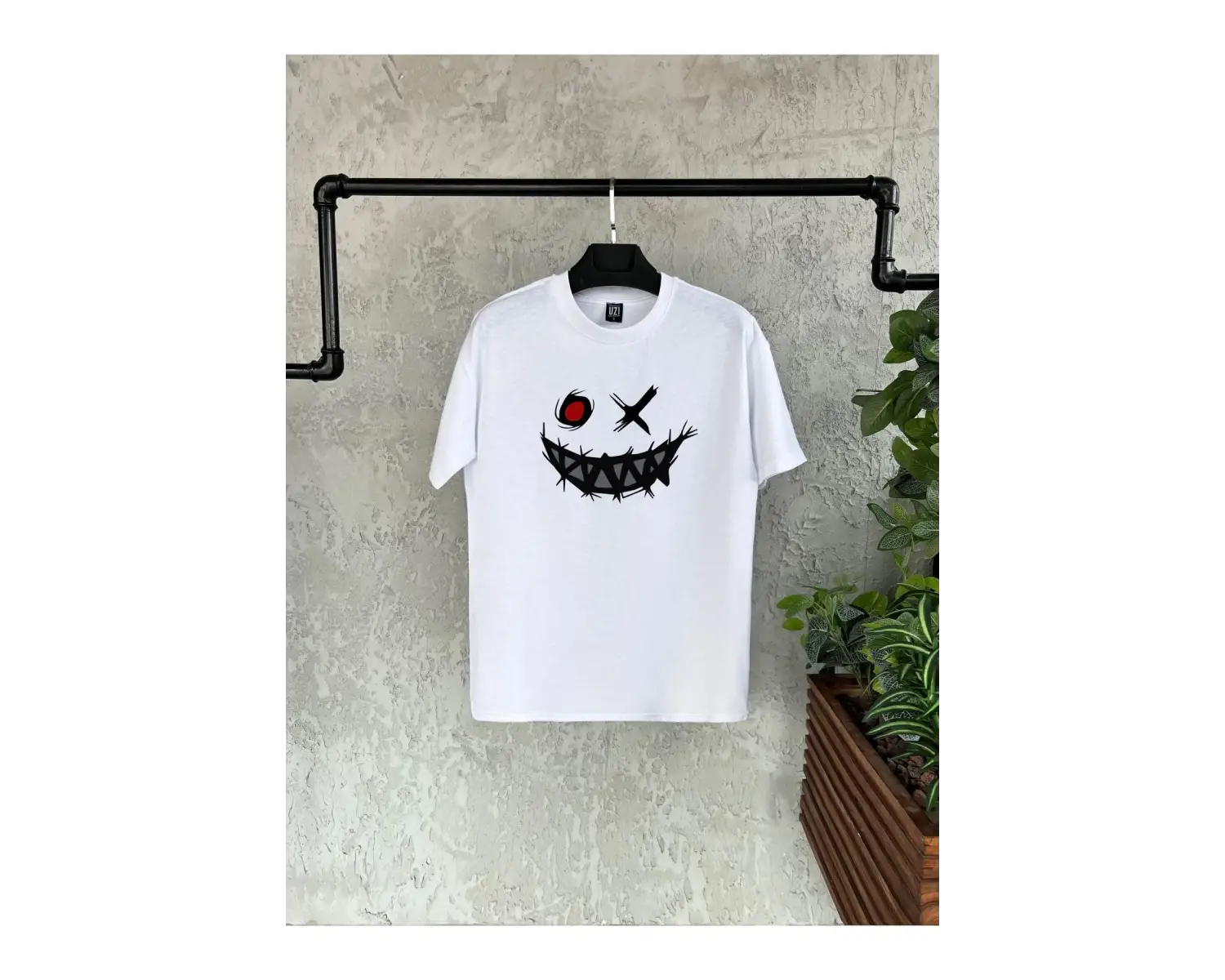 Smile Monster Baskılı Beyaz Erkek