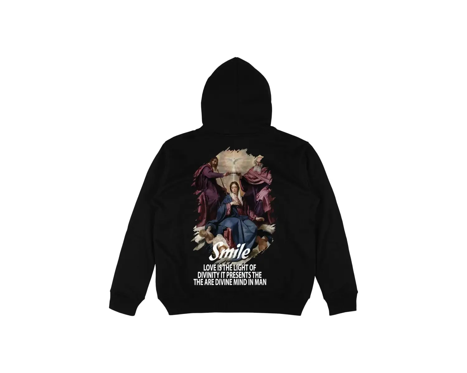 Smile Siyah Oversize Unisex Kapüşonlu Sweatshirt Hoodie