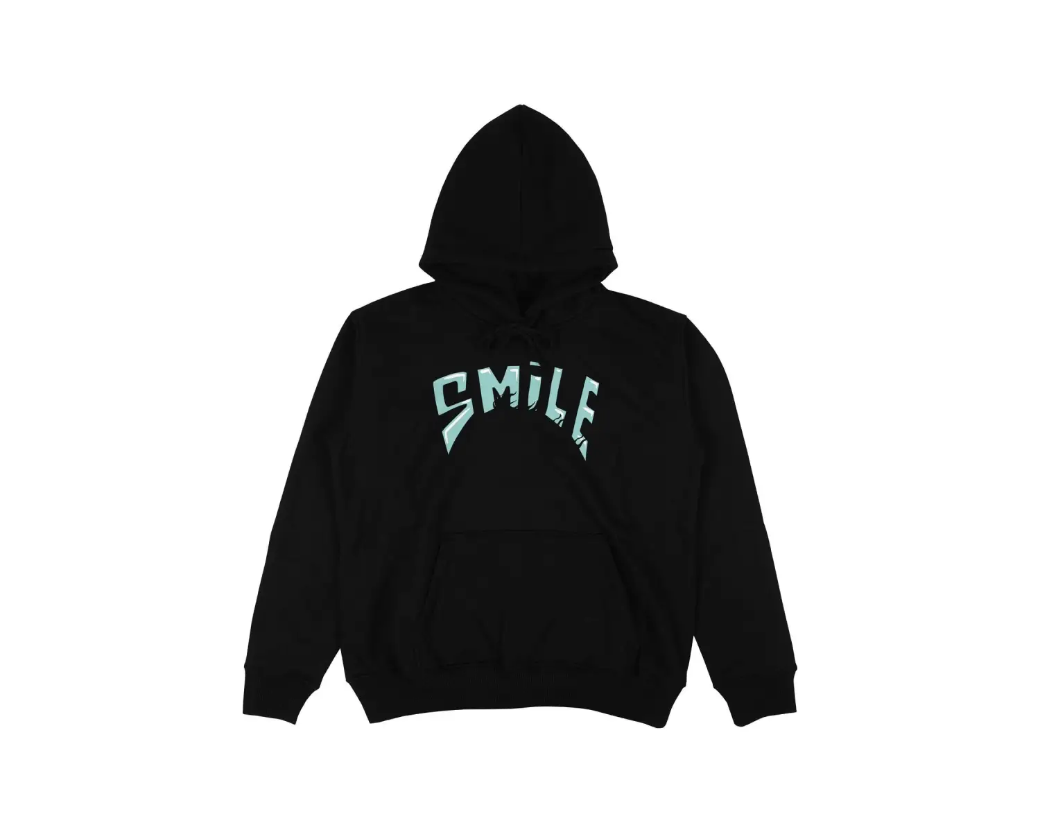 Smile Siyah Oversize Unisex Kapüşonlu Sweatshirt Hoodie