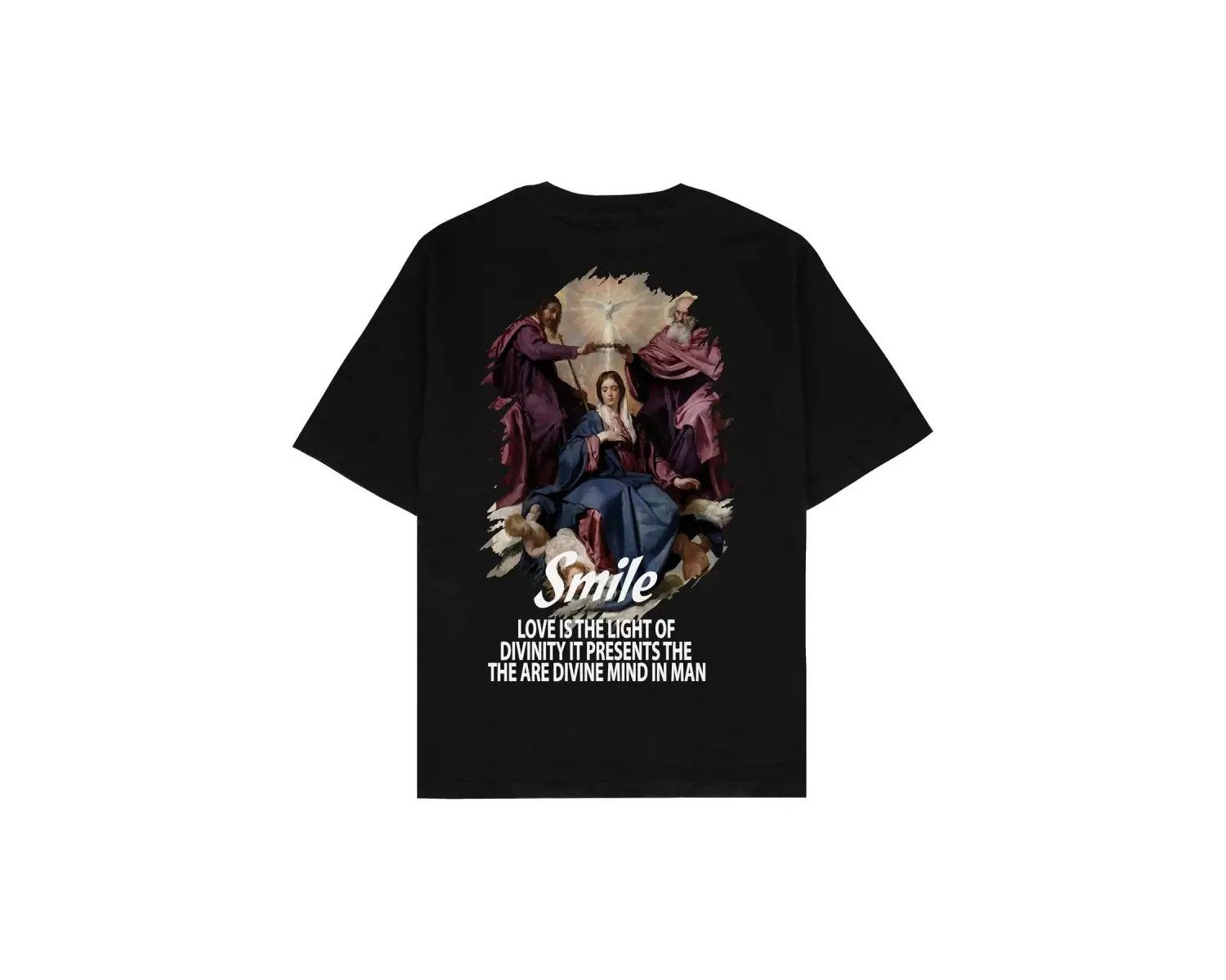 Smile Siyah Oversize Unisex T-shirt