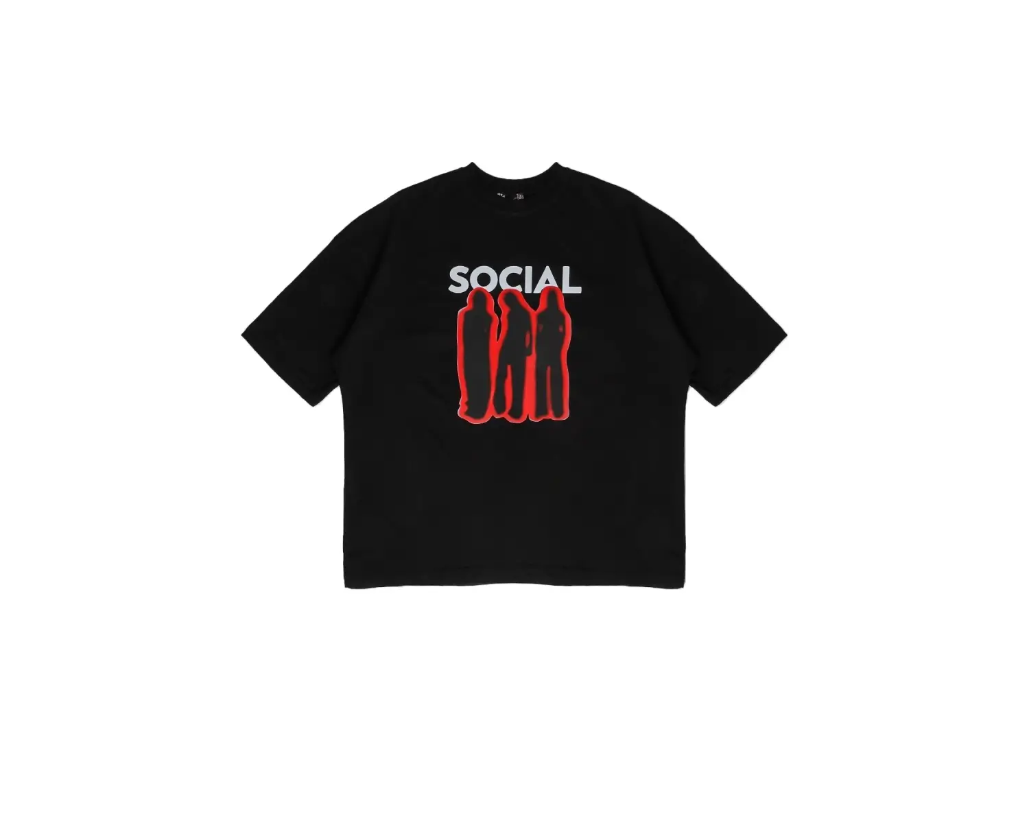 Social Baskılı Beyaz Unisex Oversize