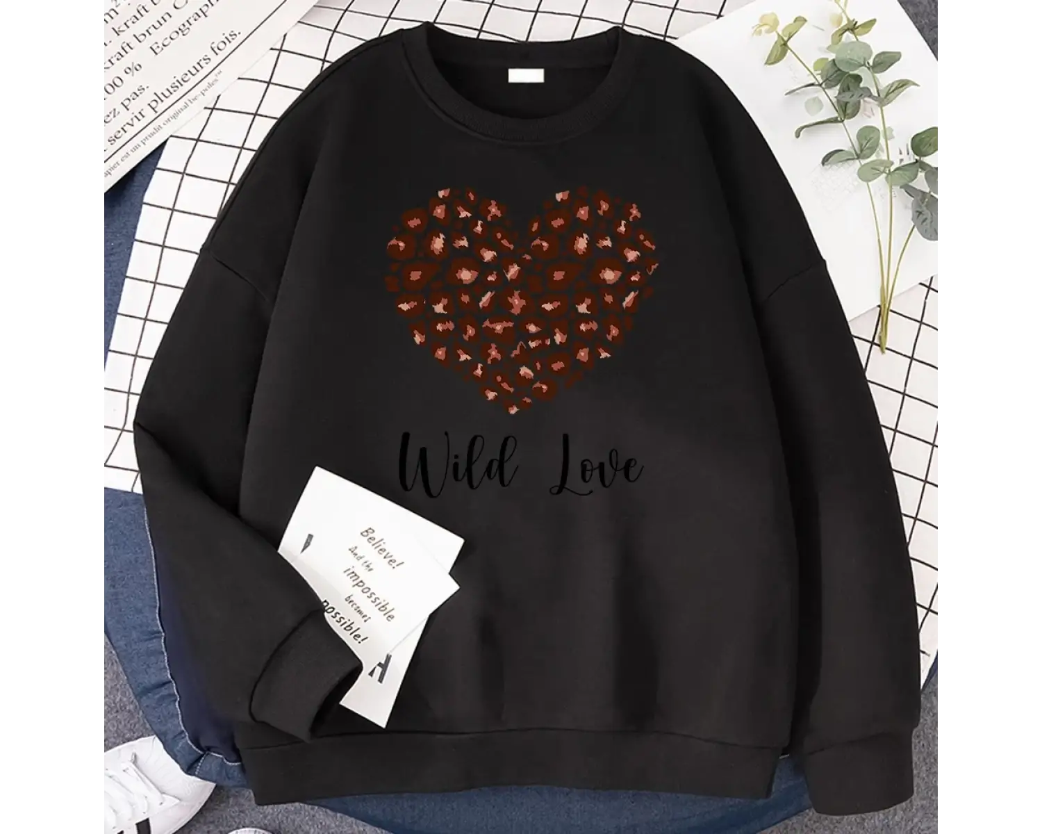 Sokak Kawaii Kadın Tişörtü Bu Görünüyor Vahşi Aşk Baskı Kapüşonlular Gevşek Bisiklet Yaka Kaz