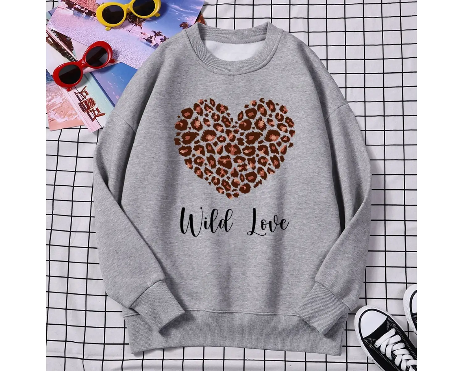 Sokak Kawaii Kadın Tişörtü Bu Görünüyor Vahşi Aşk Baskı Kapüşonlular Gevşek Bisiklet Yaka Kaz