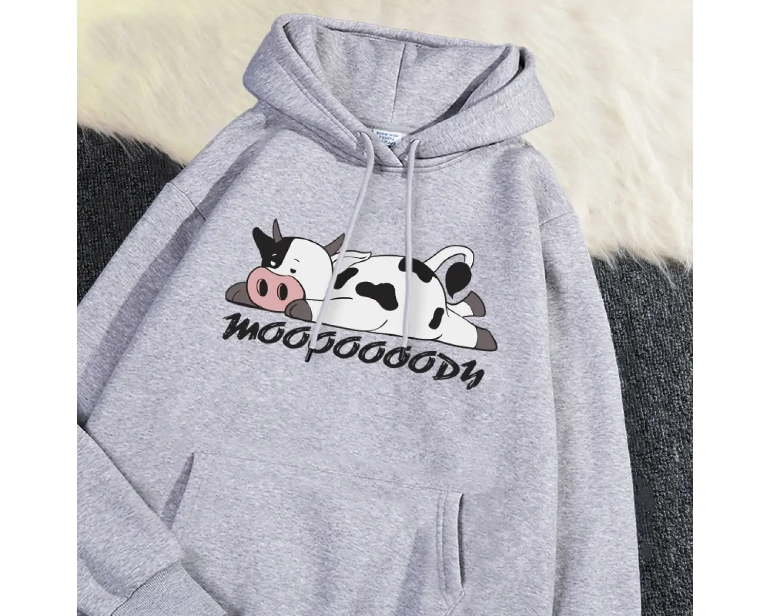 Sokak Womans Hoodies Kawaii benekli inek baskı tişörtü nefes gevşek polar sıcak kazaklar sonb