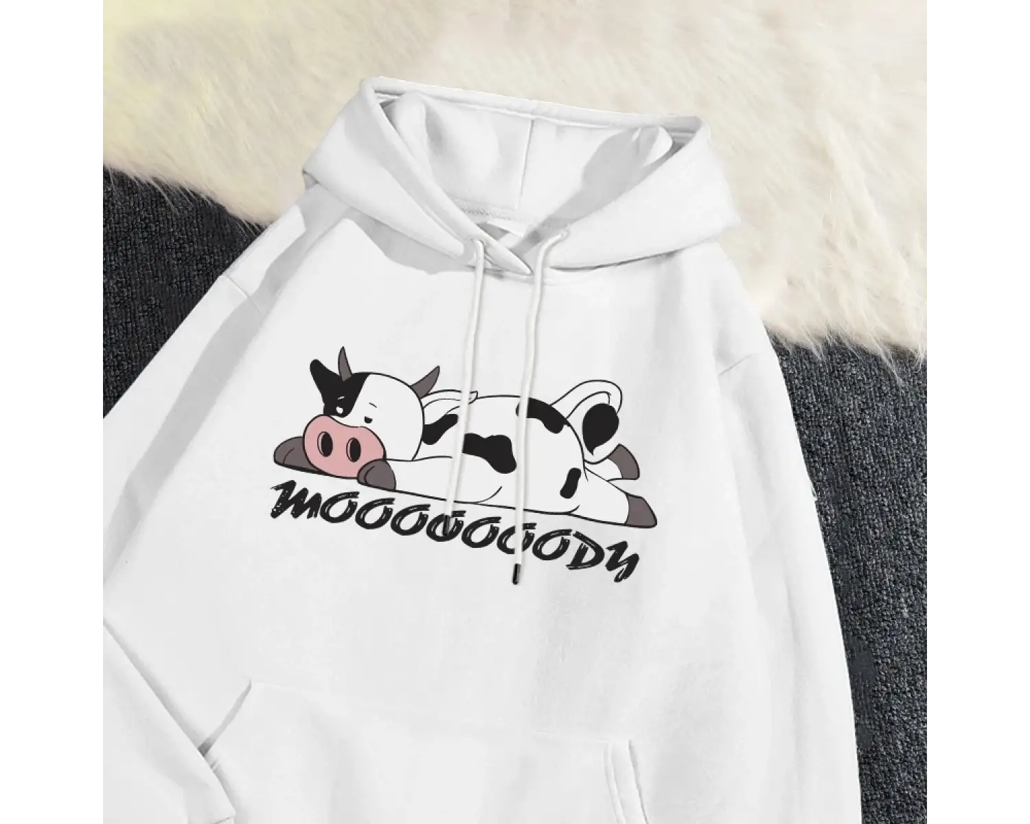 Sokak Womans Hoodies Kawaii benekli inek baskı tişörtü nefes gevşek polar sıcak kazaklar sonb