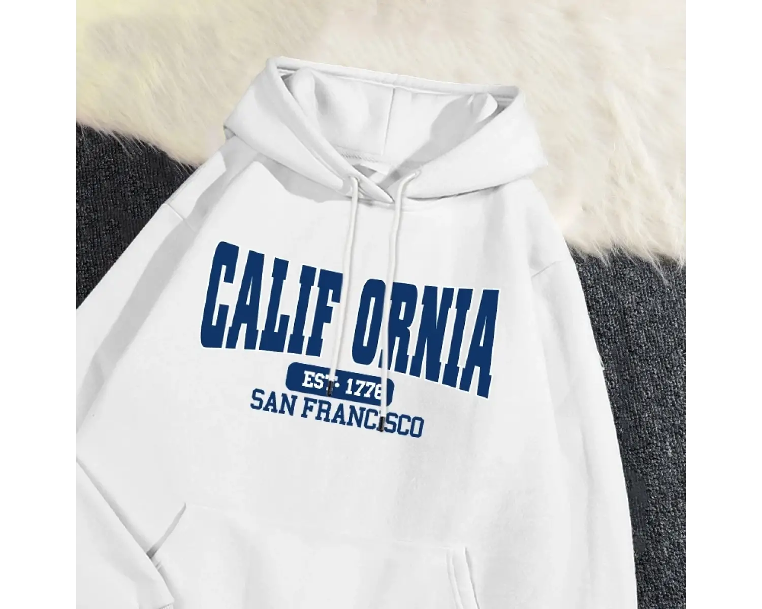 Sonbahar Kış Bayan Kapüşonlular California Est 1776 San Francisco Baskılı Kazak Sıcak Polar R