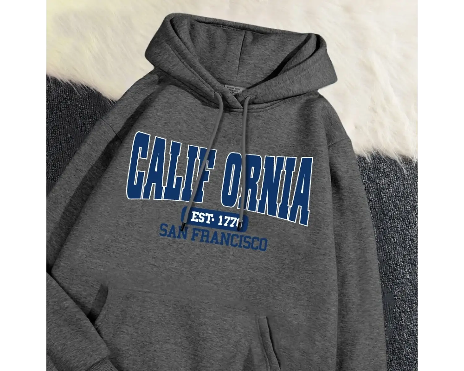 Sonbahar Kış Bayan Kapüşonlular California Est 1776 San Francisco Baskılı Kazak Sıcak Polar R