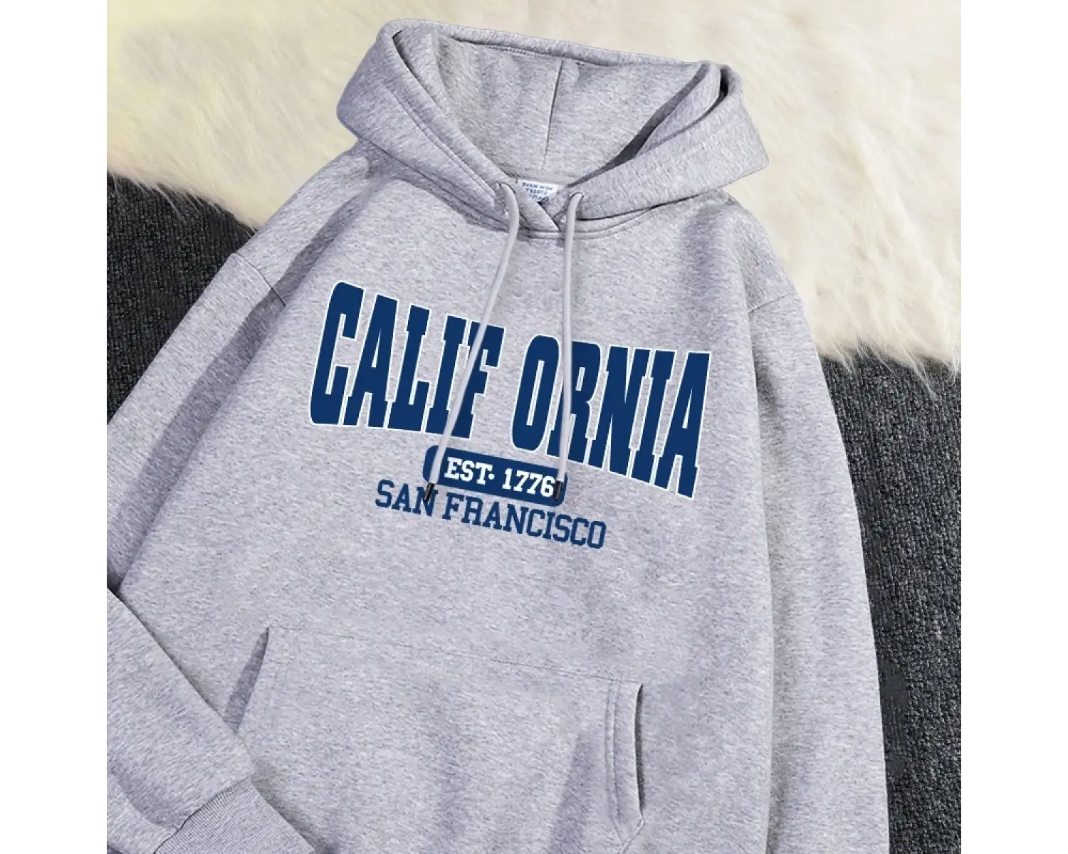 Sonbahar Kış Bayan Kapüşonlular California Est 1776 San Francisco Baskılı Kazak Sıcak Polar R