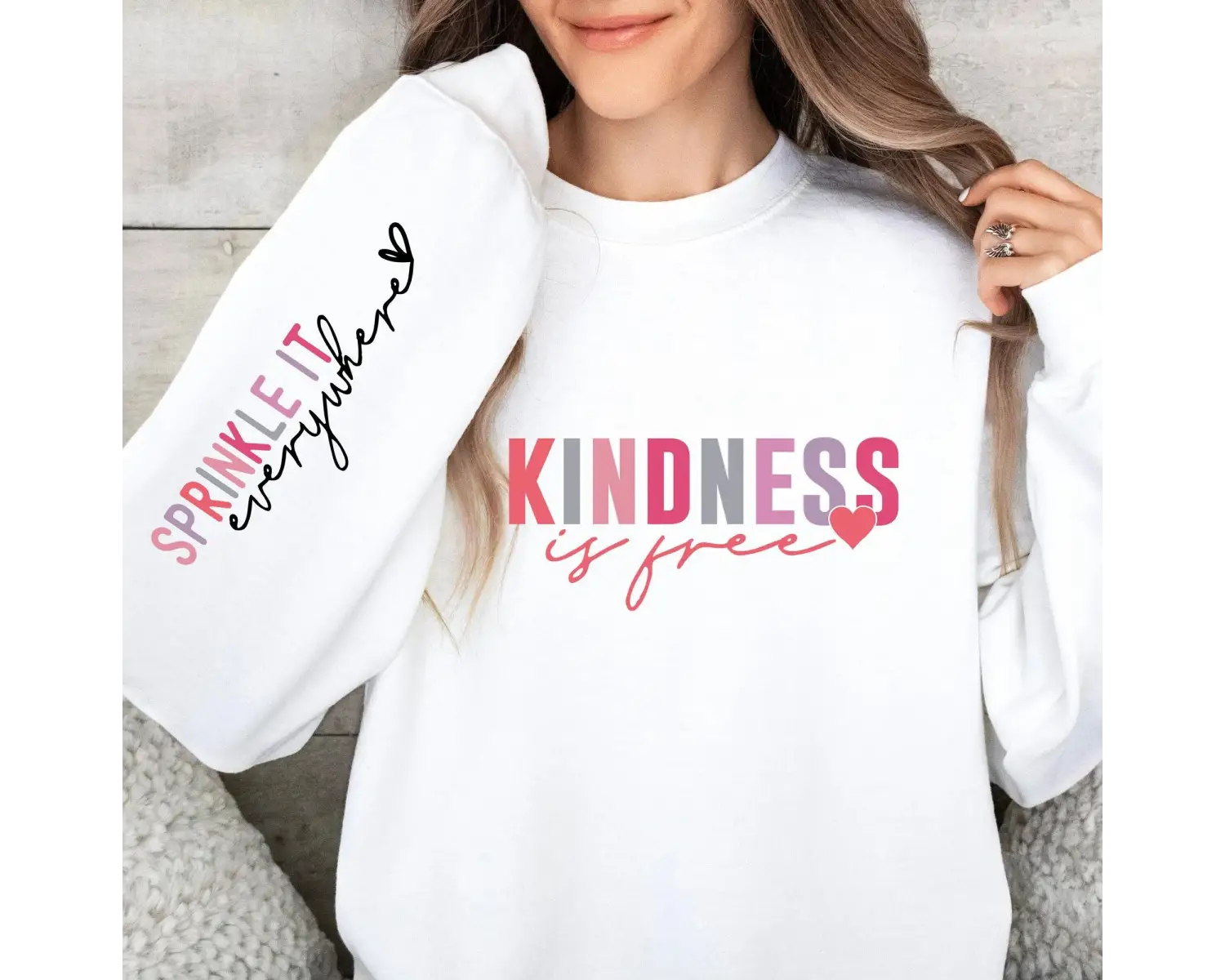 Sonbahar kış kadın Hoodie nezaket ücretsiz mektup baskılar kazak yumuşak nefes gevşek Pullove