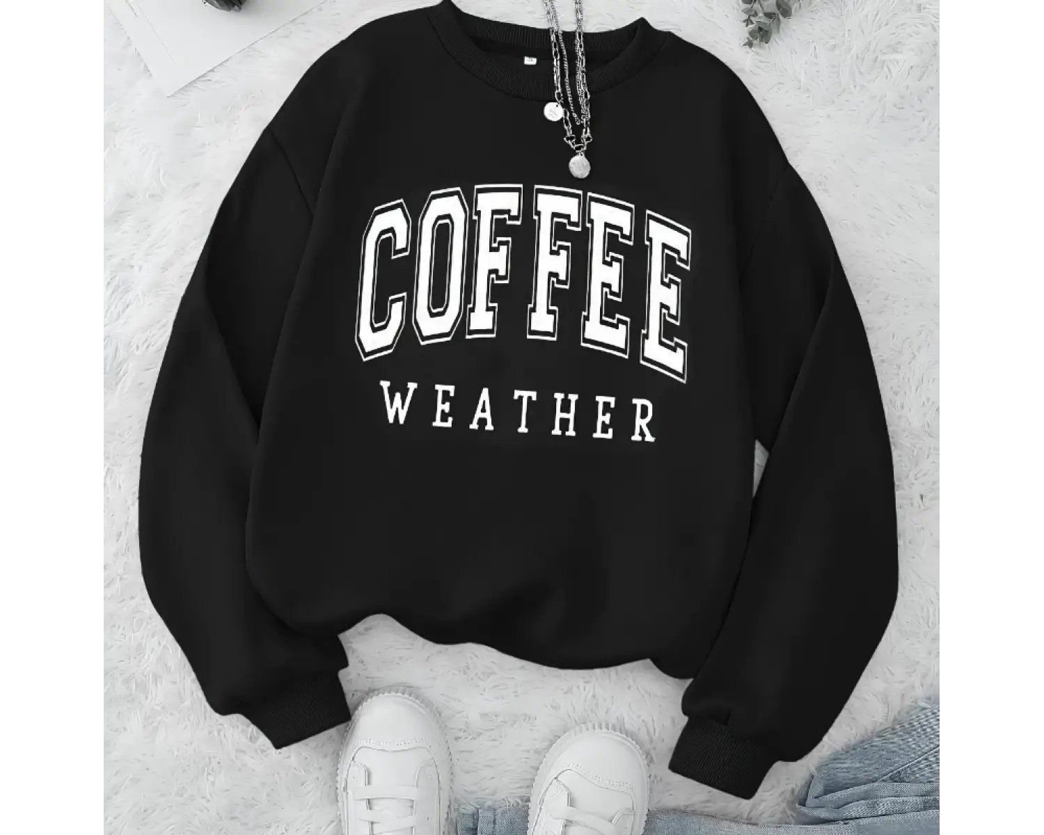 Sonbahar sıcak Womans tişörtü kahve hava mektubu baskılı Hoodies rahat Crewneck yumuşak kazak