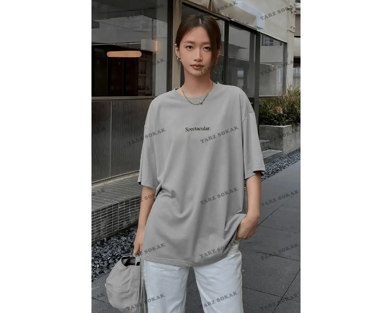 Spectacular Beyaz Oversize Salas Boyfriend Kadın