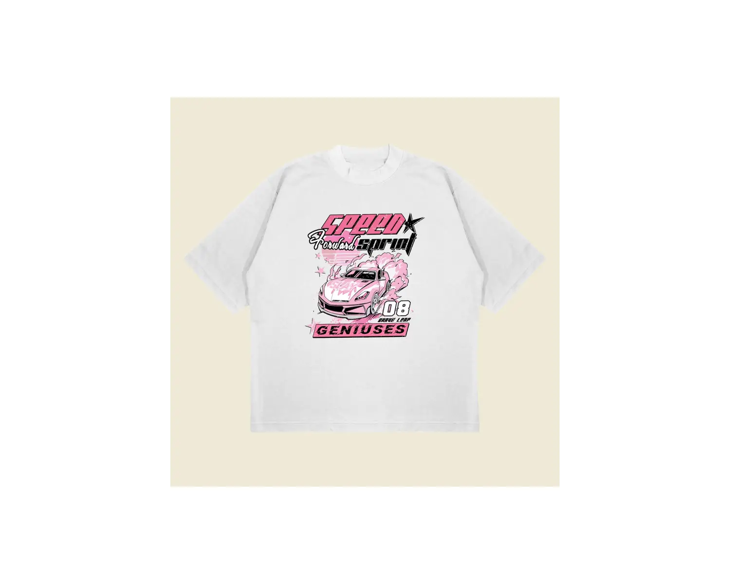 Speed Queen Baskılı Oversize Unisex Pamuklu Nefes Alan Kalın Kumaşlı