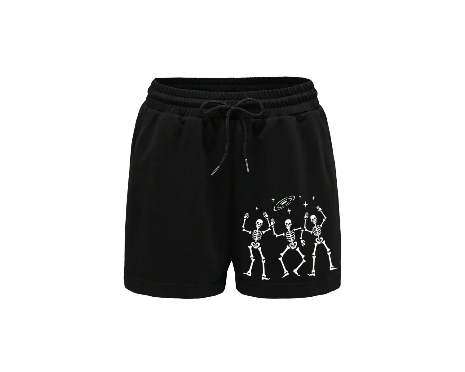 Spider Web & Heart Print Drawstring Waist Şort