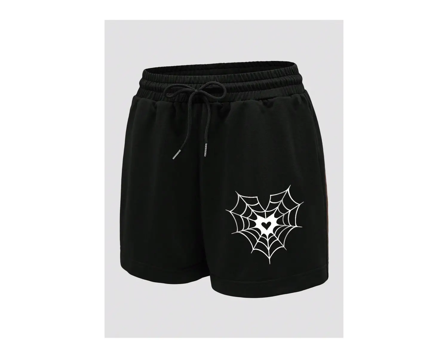 Spider Web & Heart Print Drawstring Waist Şort