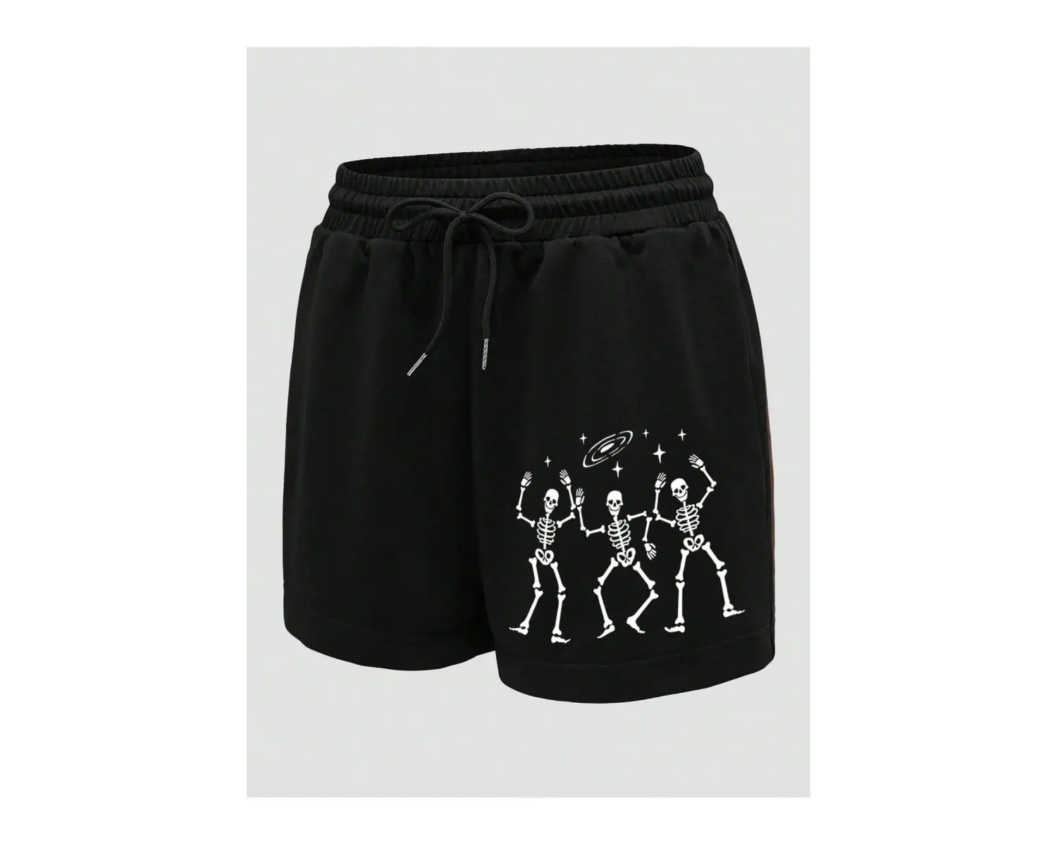 Spider Web & Heart Print Drawstring Waist Şort