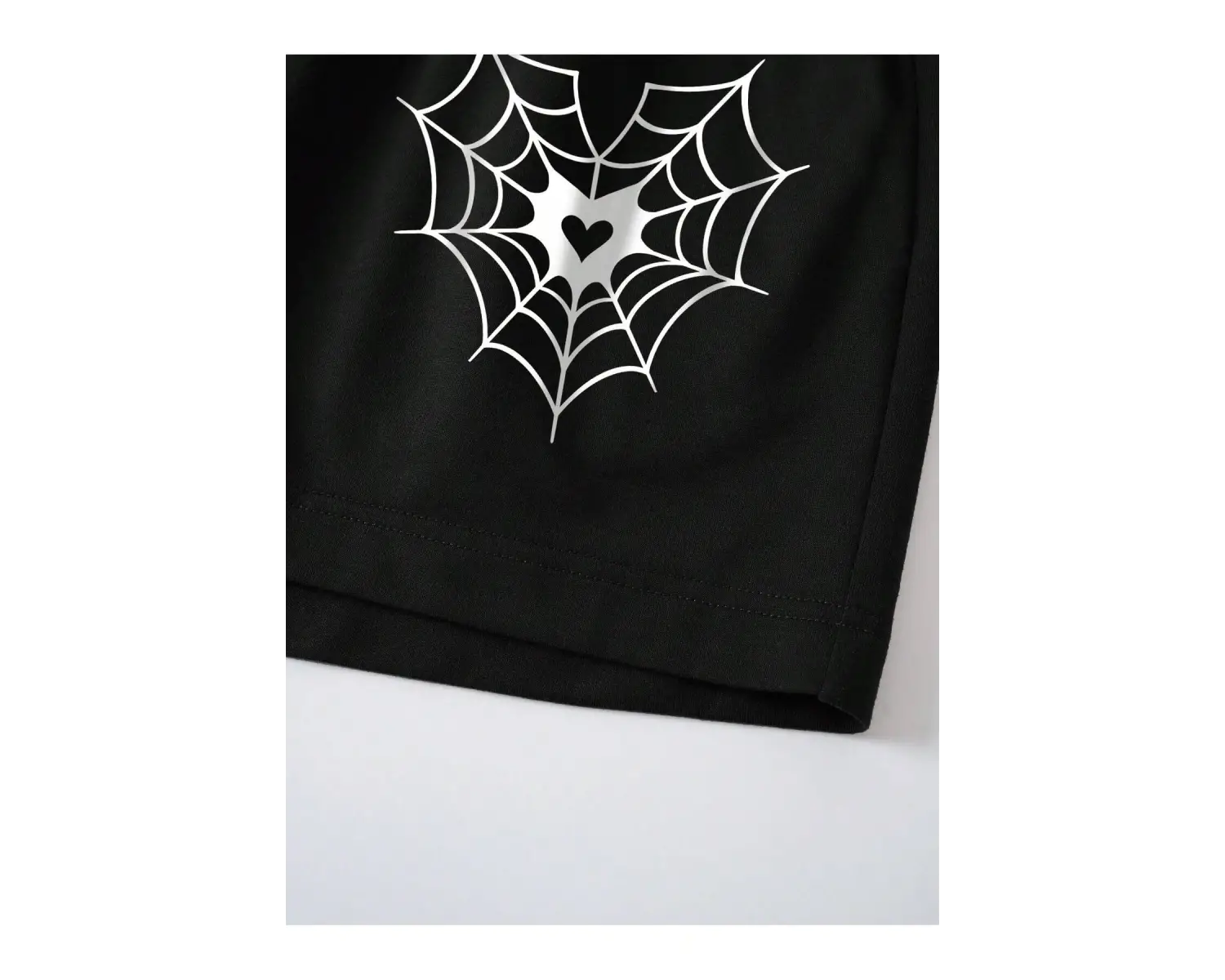 Spider Web & Heart Print Drawstring Waist Şort