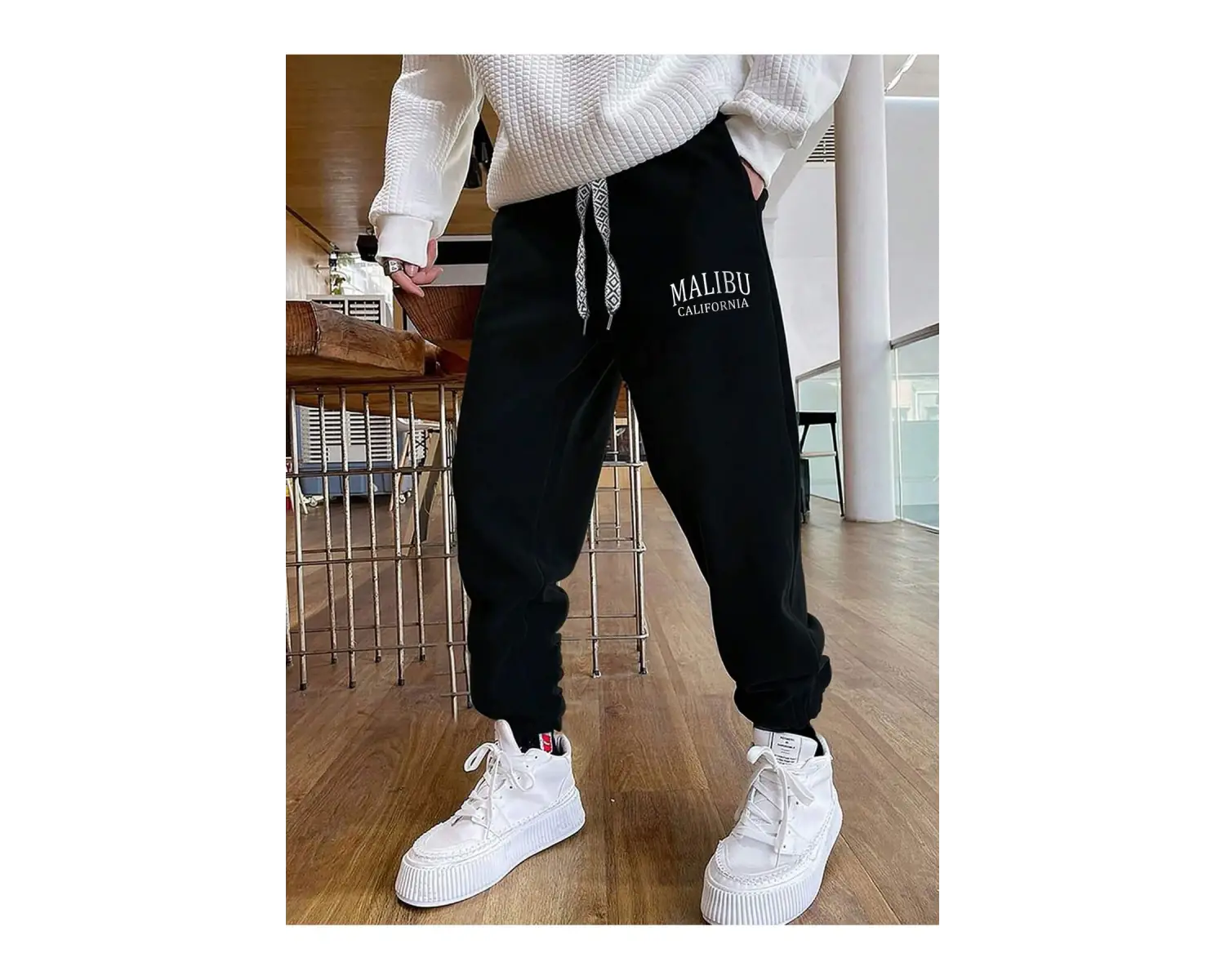 Sporsity Letter Graphic Drawstring Waist Eşofman Altı