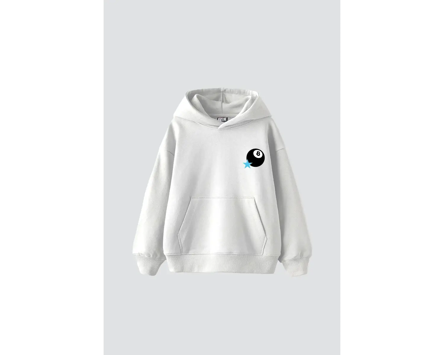 Star Eight Ball Baskılı Oversize Unisex Beyaz