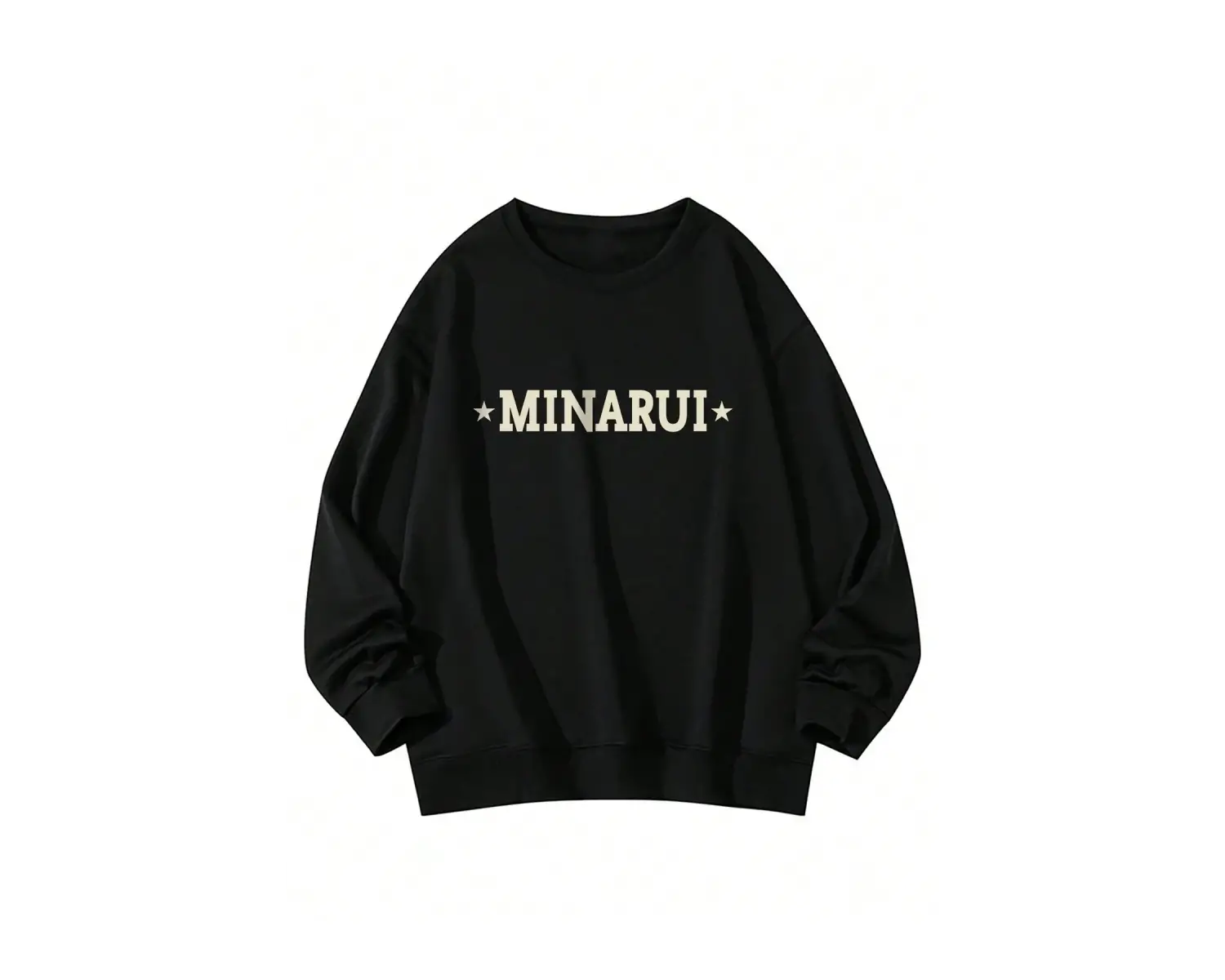 Star Pattern Drop Shoulder Oversized Pullover Siyah