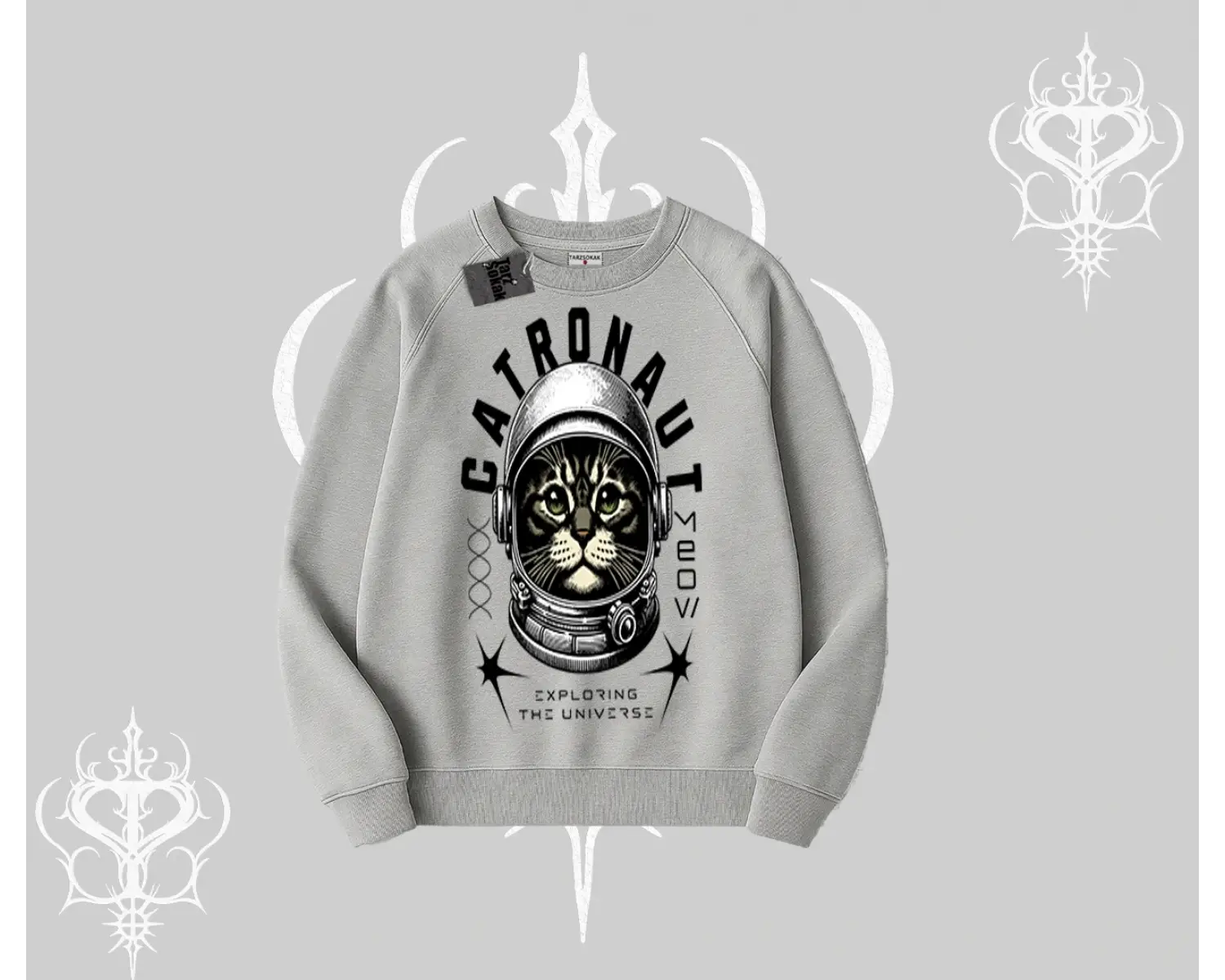 Stay Cool Kedi Baskılı Biskilet Sweatshirt