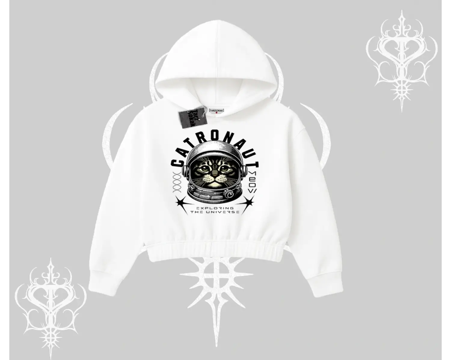 Stay Cool Kedi Baskılı Biskilet Sweatshirt