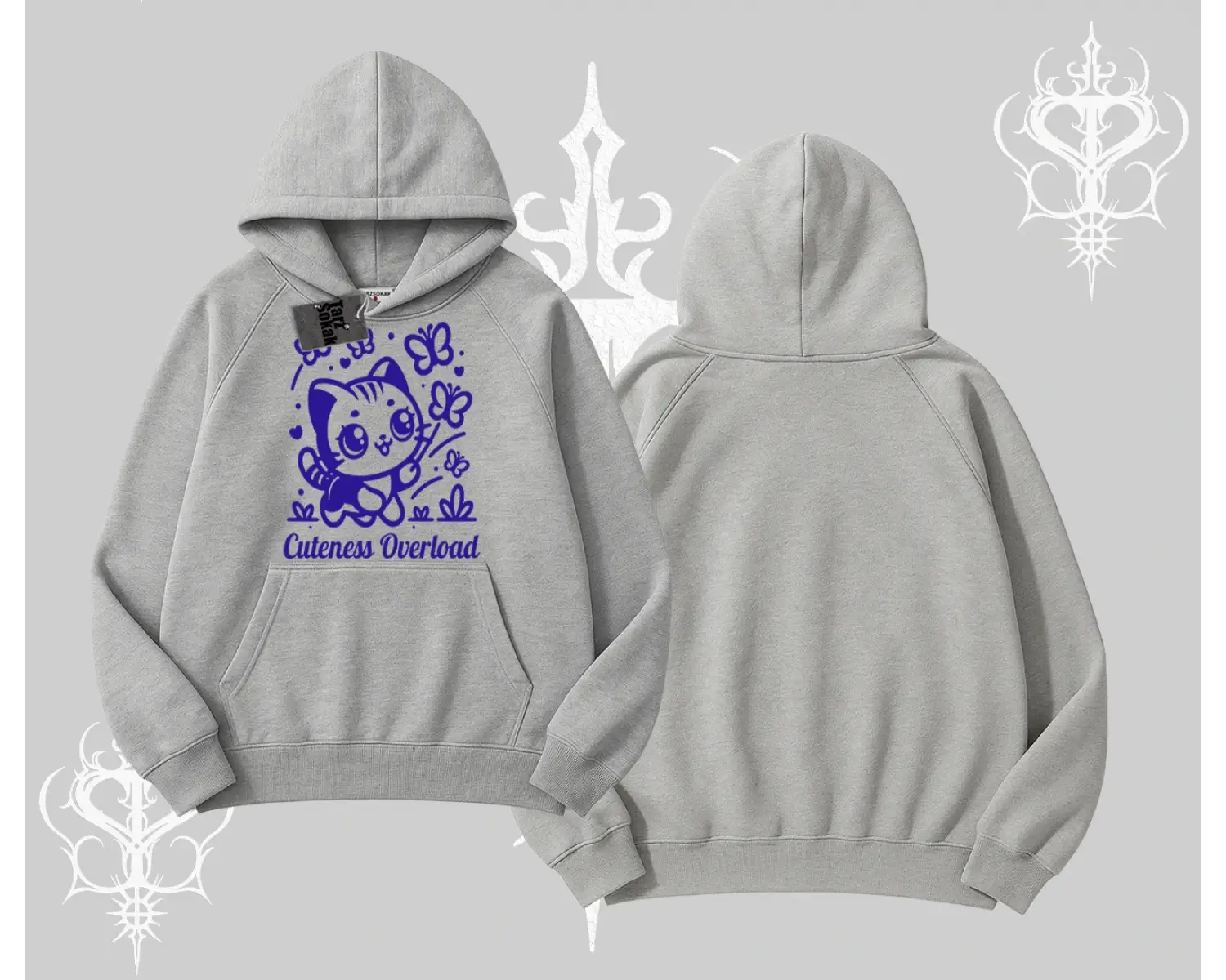 Stay Cool Kedi Baskılı Biskilet Sweatshirt