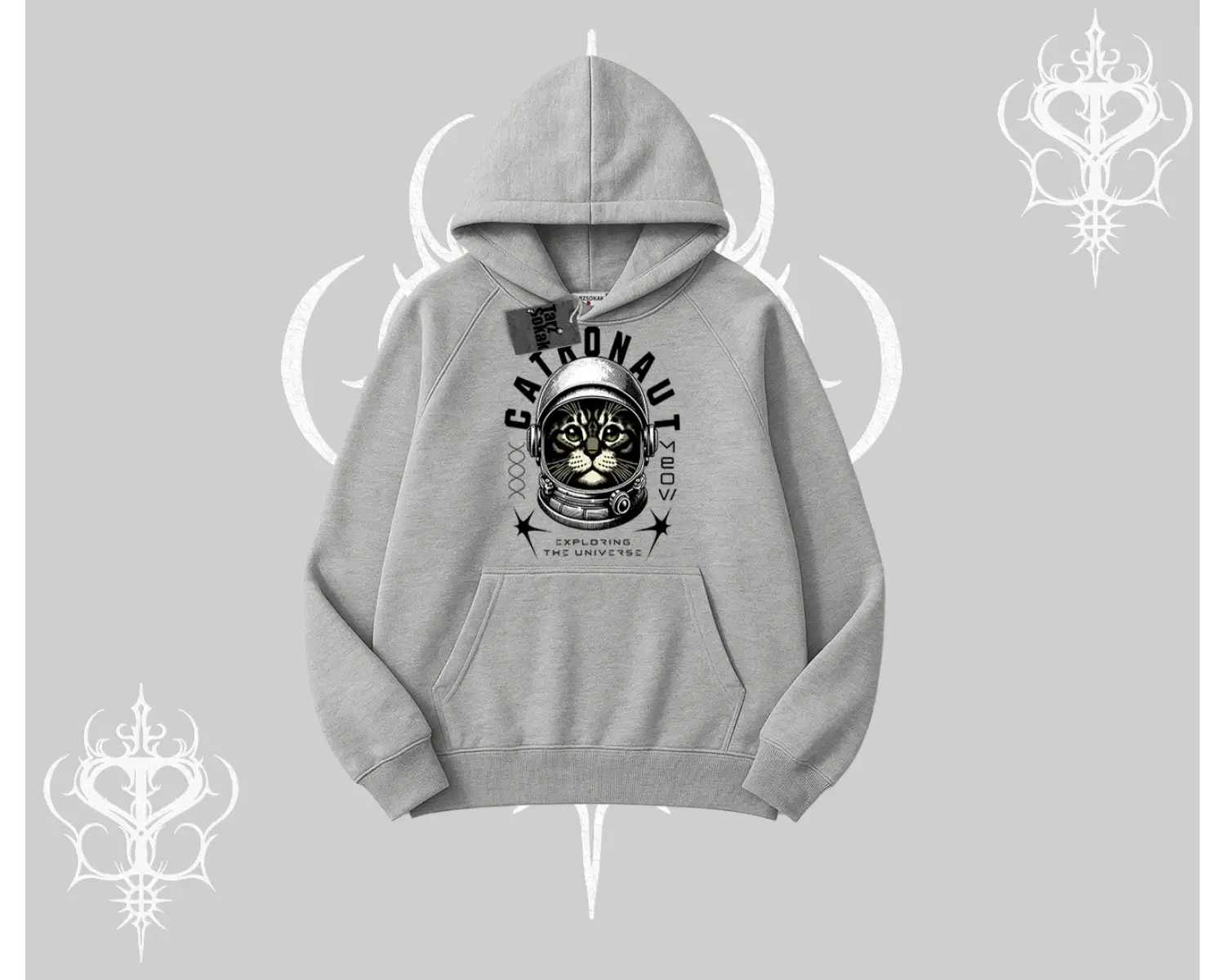 Stay Cool Kedi Baskılı Kapşonlu Sweatshirt