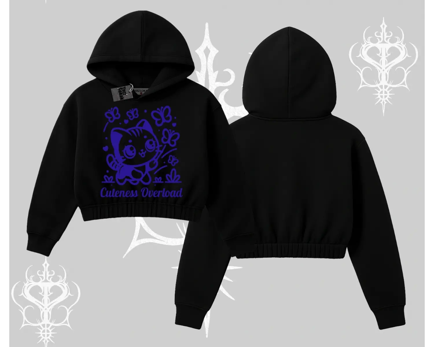 Stay Cool Kedi Baskılı Kayık Yaka Sweatshirt