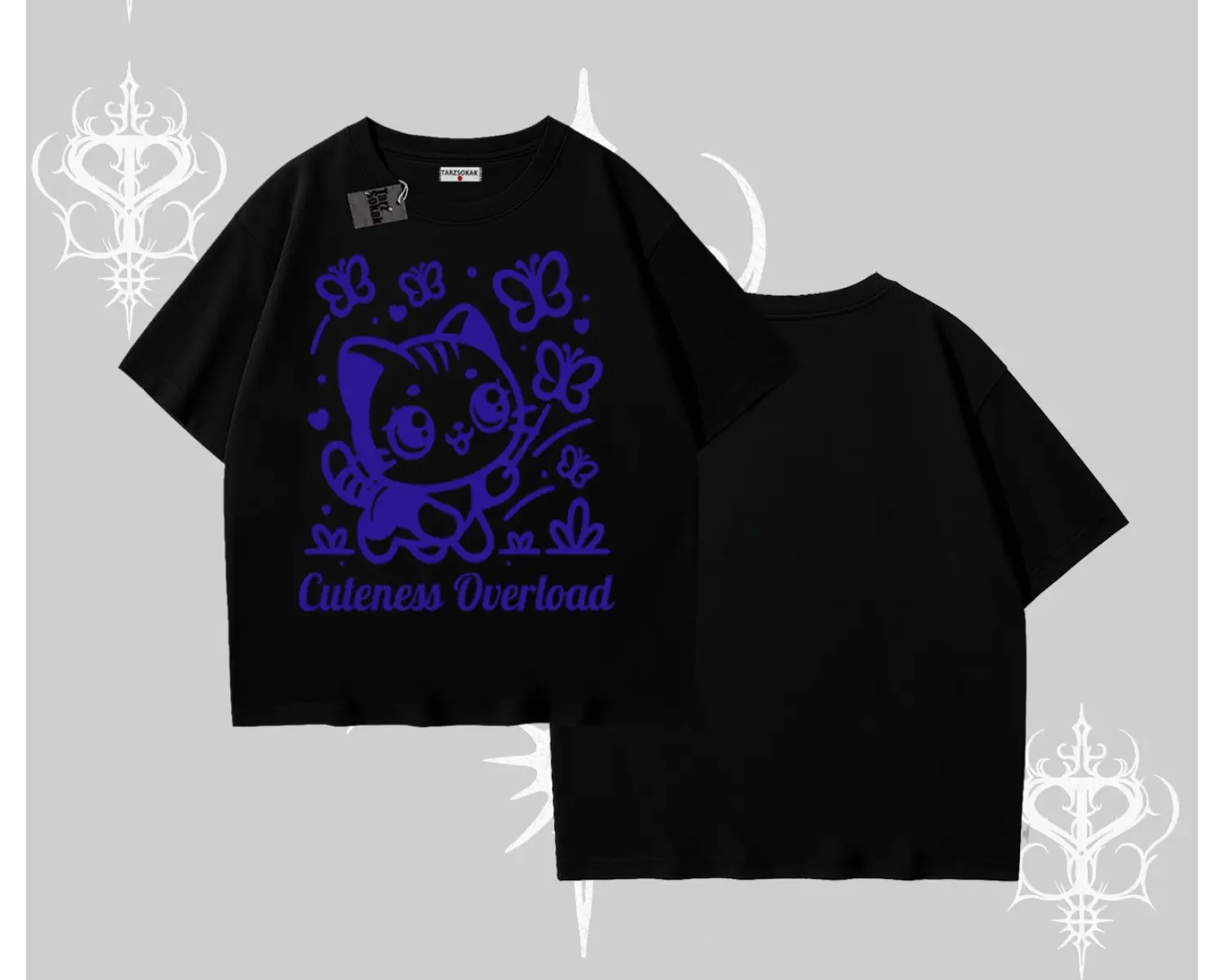 Stay Cool Kedi Baskılı Kayık Yaka Tshirt