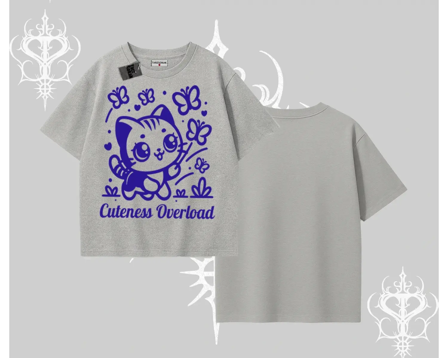 Stay Cool Kedi Baskılı Kayık Yaka Tshirt