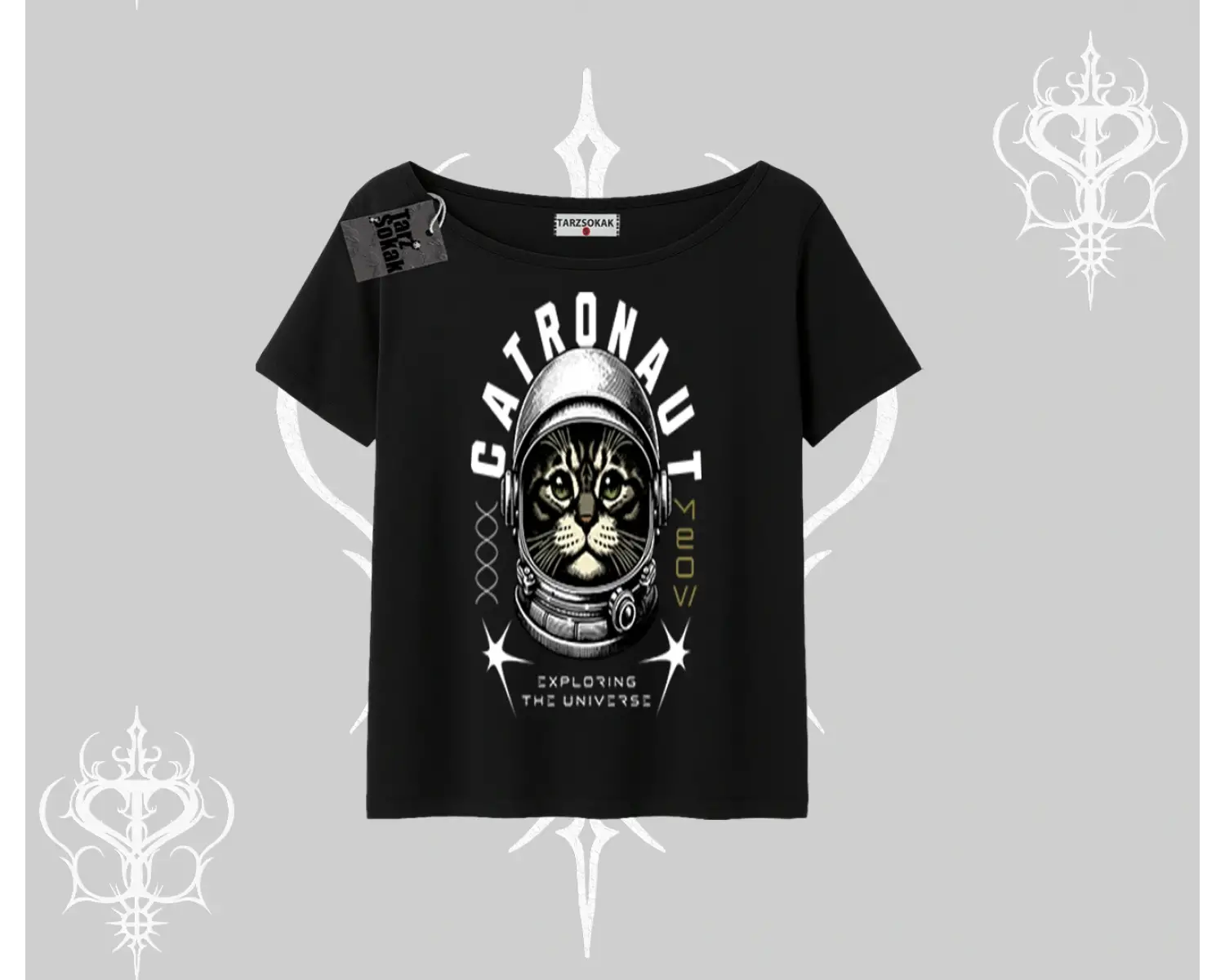 Stay Cool Kedi Baskılı Oversize Tshirt