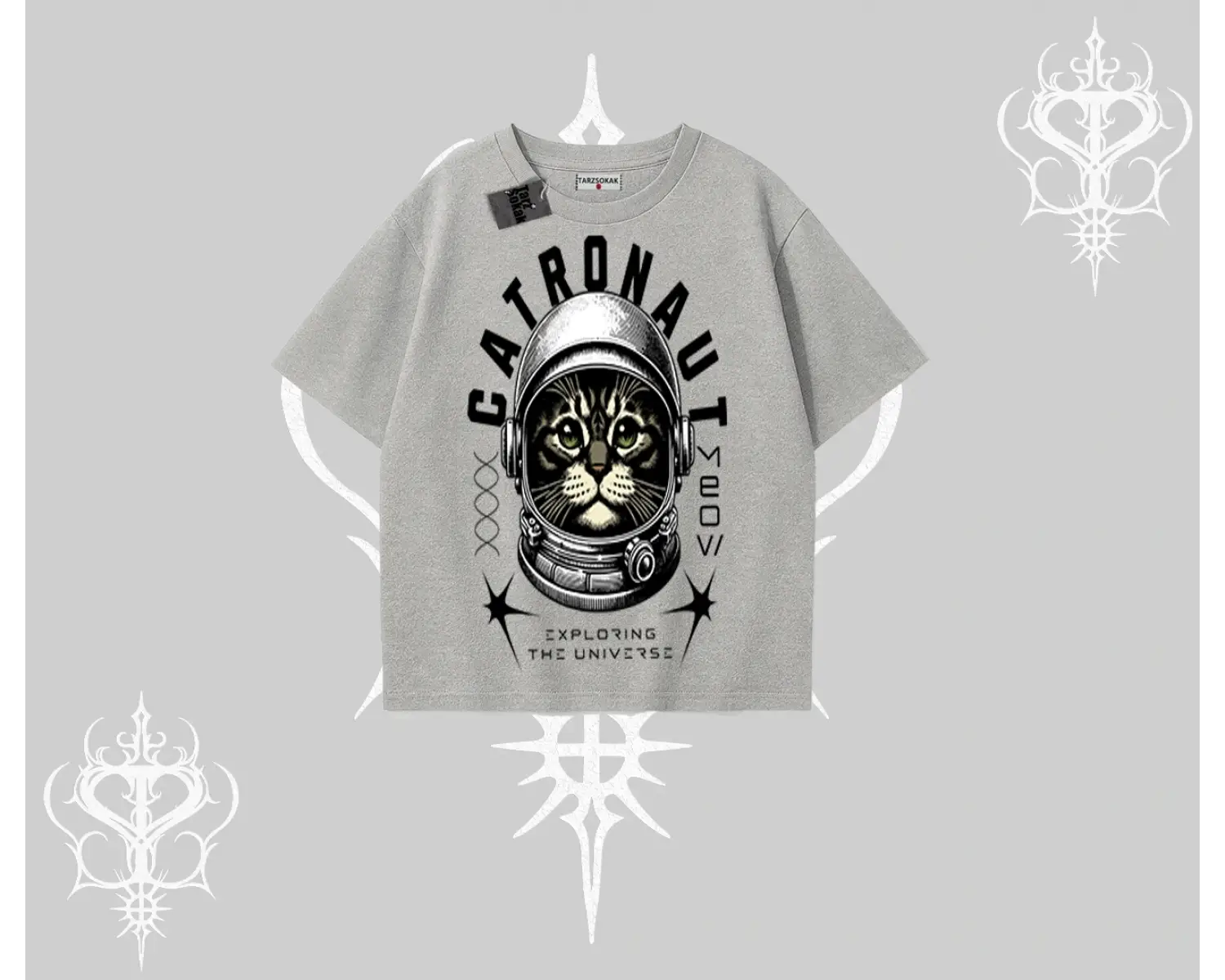 Stay Cool Kedi Baskılı Oversize Tshirt